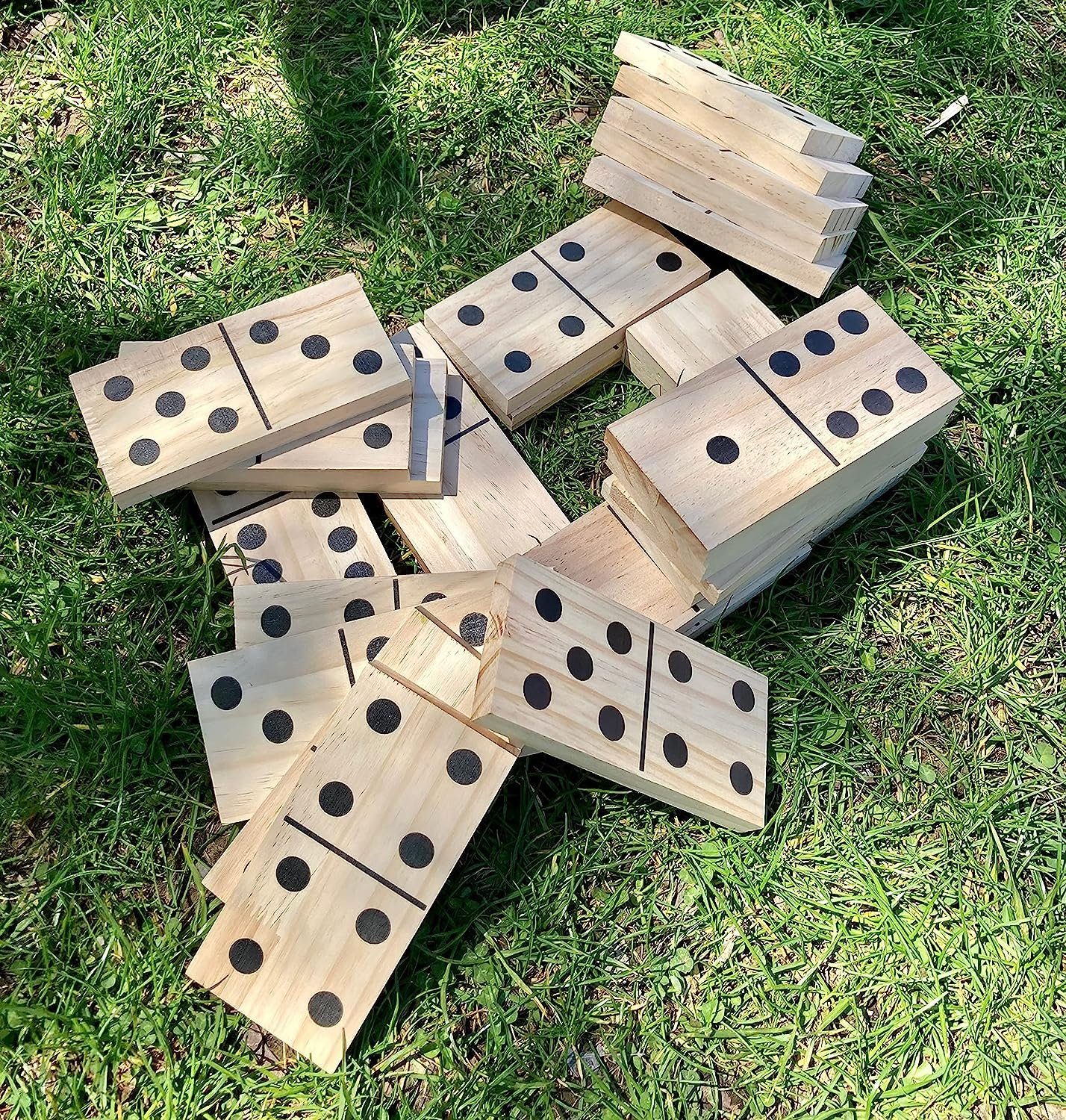 Be Toys Spielesammlung Domino XXL Holz 28 DOMINOSTEINE Dominospiel Kinderspiel Indoor Outdoor, JJA, FSC Siegel