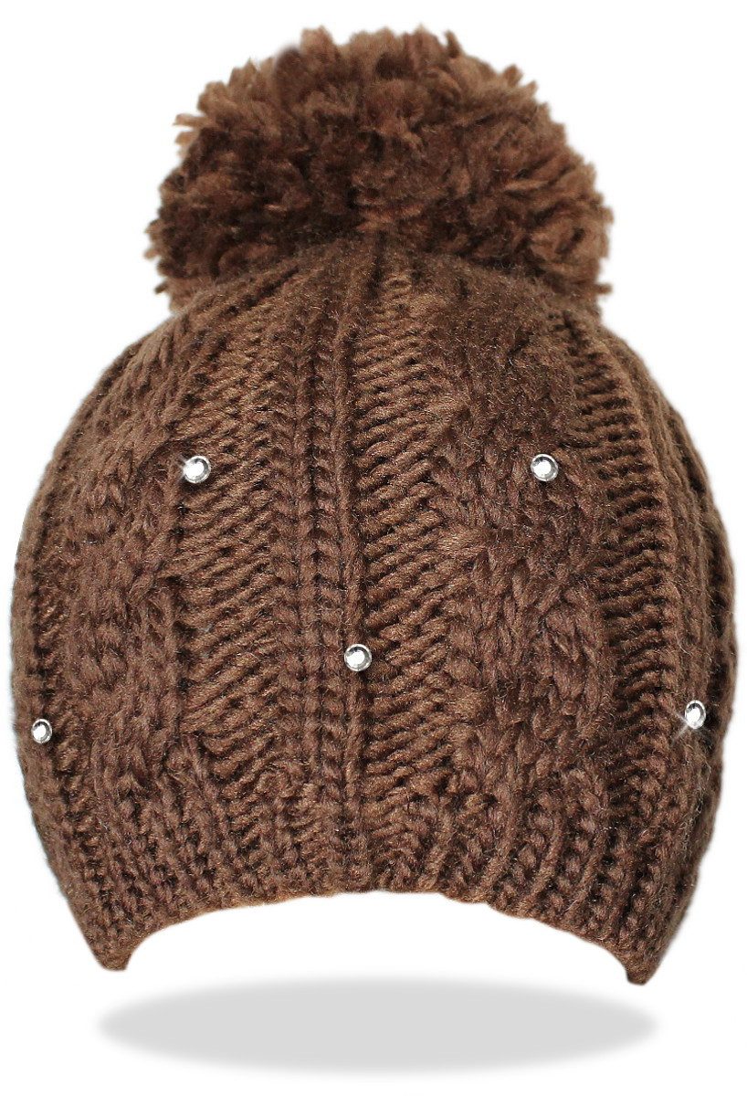 dy_mode Bommelmütze Damen Strickmütze mit Bommel & Glitzer Winter Beanie Bo günstig online kaufen