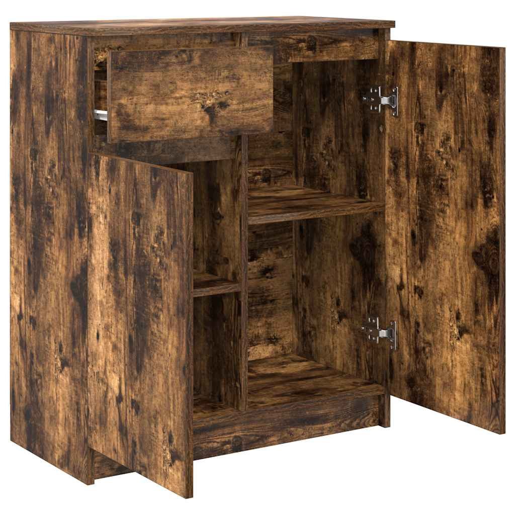 vidaXL Sideboard Sideboard mit Schublade Räuchereiche 71x35x84 cm Holzwerkstoff (1 St) – Bild 5 von 5