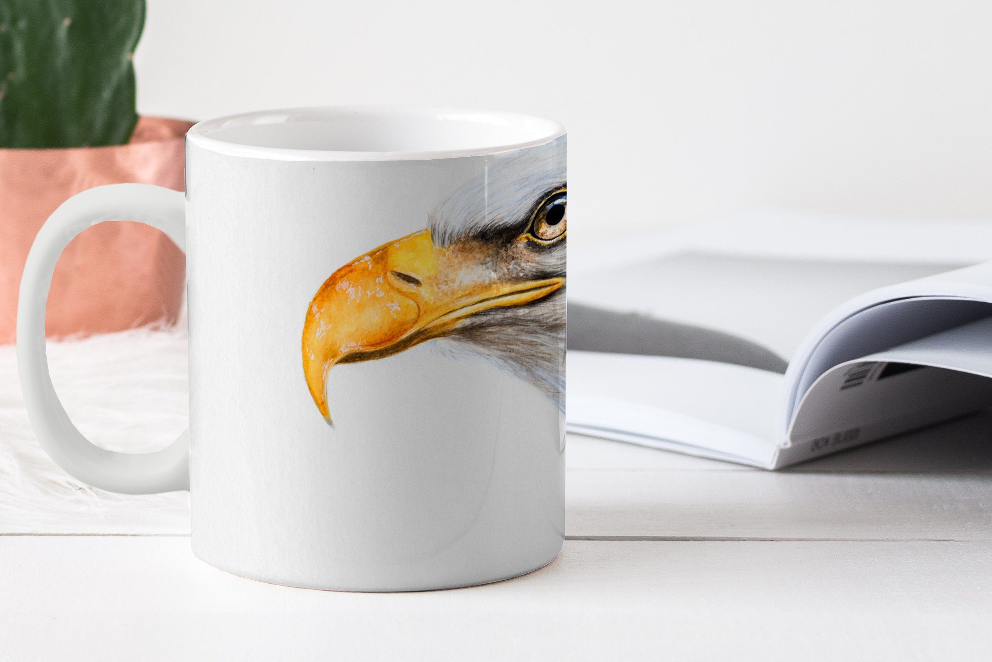 MuchoWow Tasse Adler - Vogel Teetasse, Keramik, Kaffeetassen, Aquarell, Geschenk Teetasse, - Becher