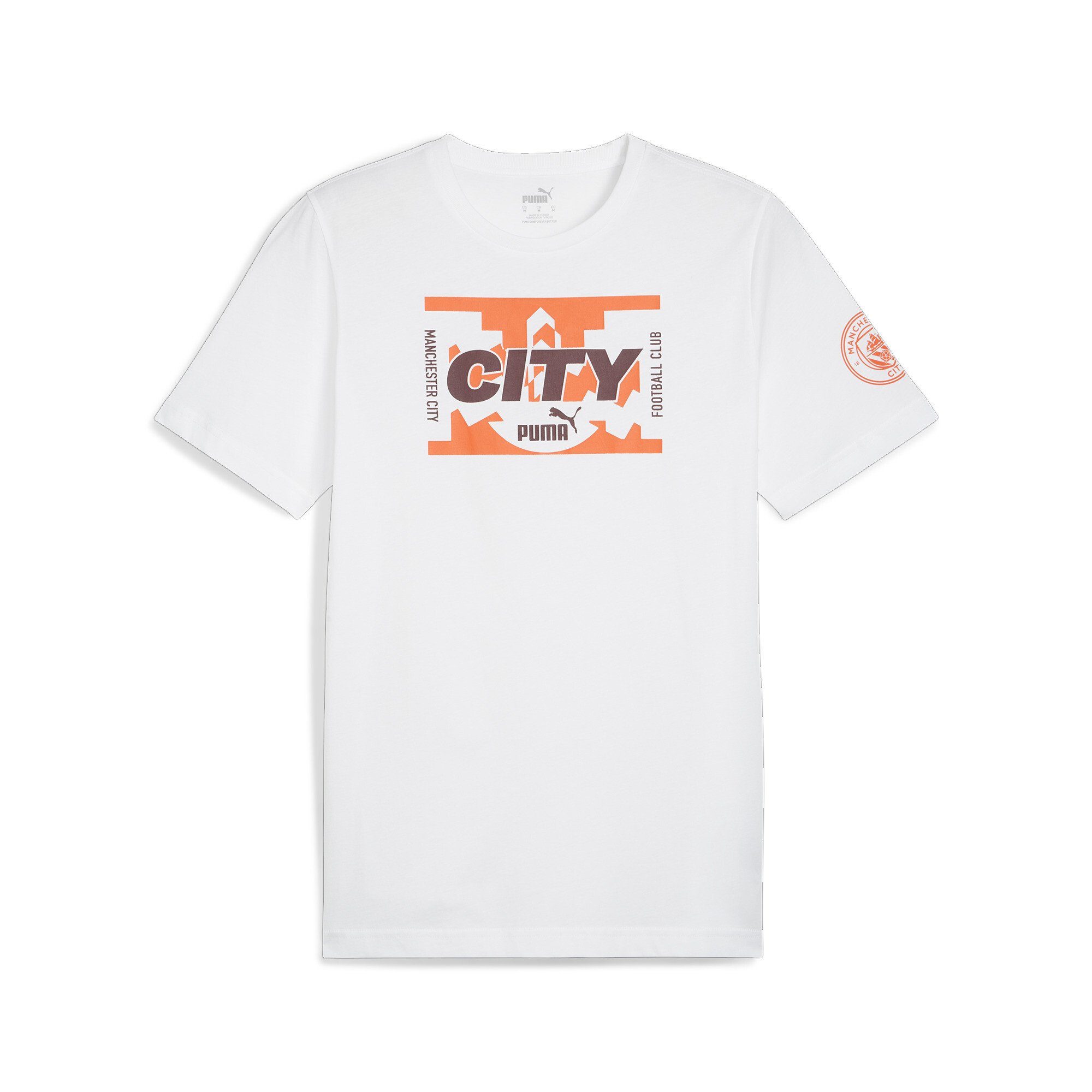 PUMA T-Shirt Manchester City Ftblicons T-Shirt Herren White Cayenne Pepper Orange