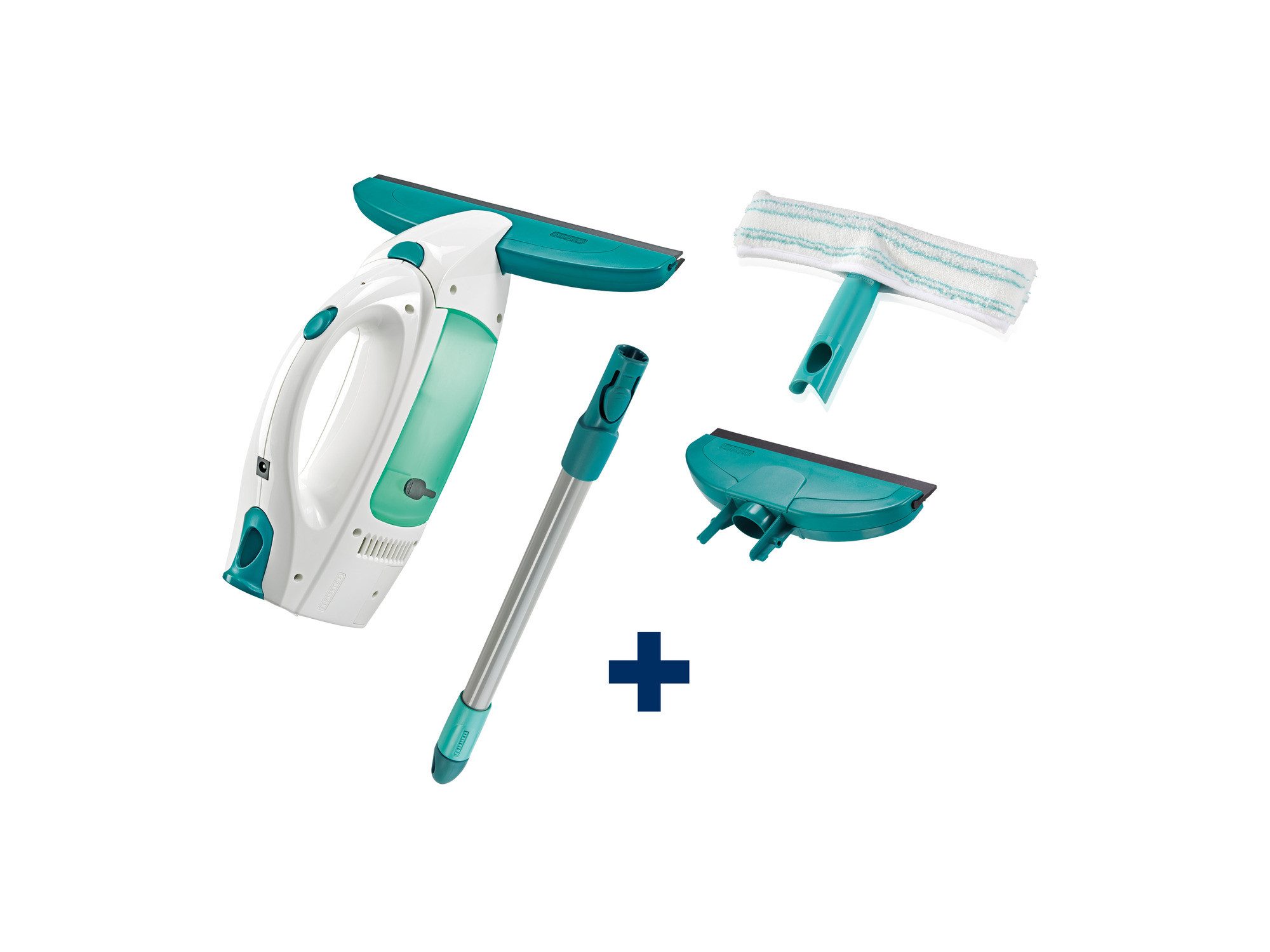 Leifheit Fenstersauger Set Fenstersauger Dry & Clean mit Stiel, Einwascher, schmaler Saugdüse, (6-St) Streifenfrei Absaugen, bis 38 Minuten Laufzeit, 43cm Stiel, 17cm Düse