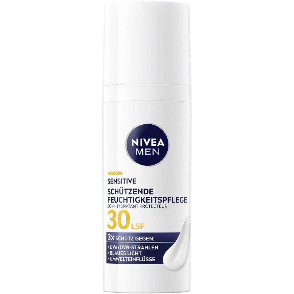 Nivea Men Gesichtspflege Sensitive Schützende Feuchtigkeitspflege LSF30, 1-tlg., Sofortiger Feuchtigkeits-Boost