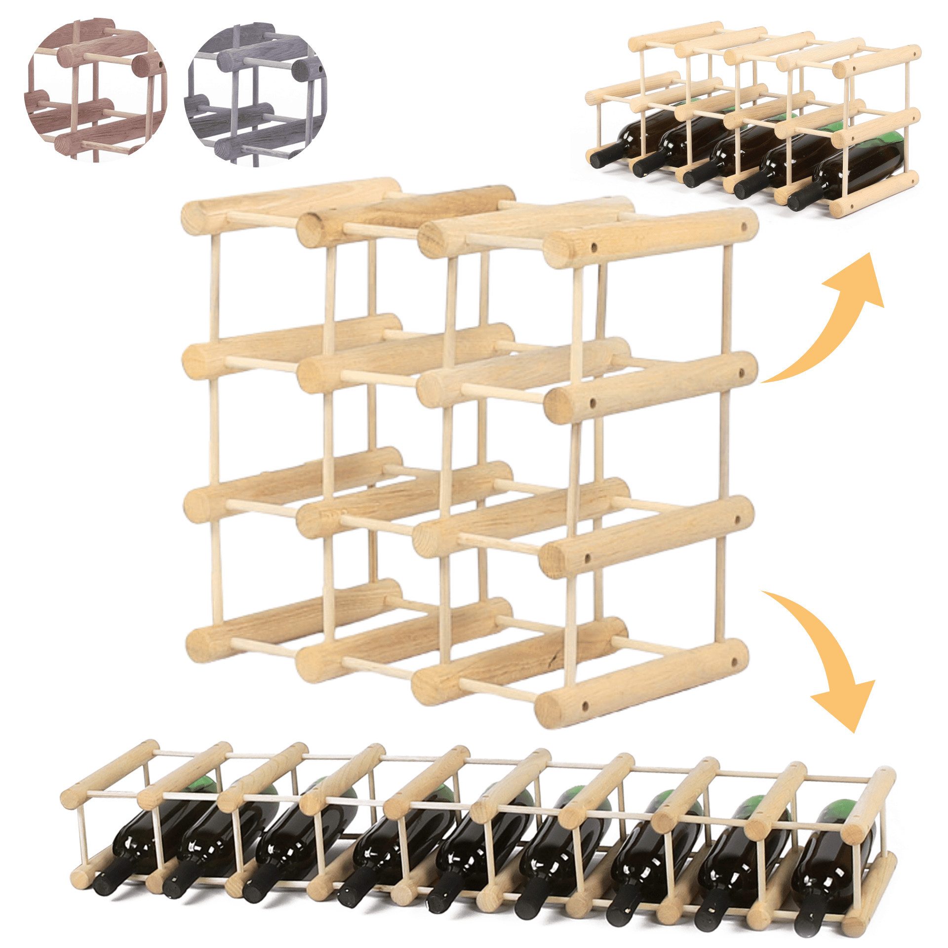 Modo24 Flaschenregal RW7 Eiche Nadelholz Massivholz Für 12 bis 76 Flaschen günstig online kaufen