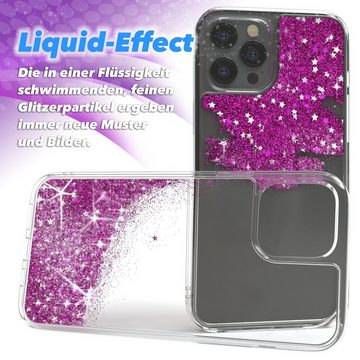 EAZY CASE Handyhülle Liquid Glittery Case für Apple iPhone 12 Pro Max 6,7 Zoll, Bumper Case Back Cover Glitter Glossy Handyhülle Etui Violett Lila