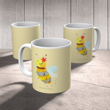 Mr. & Mrs. Panda Tasse Biene Blume - Gelb Pastell - Geschenk, Büro Tasse, Hummel, Kaffeebech, Keramik, Einzigartiges Botschaft
