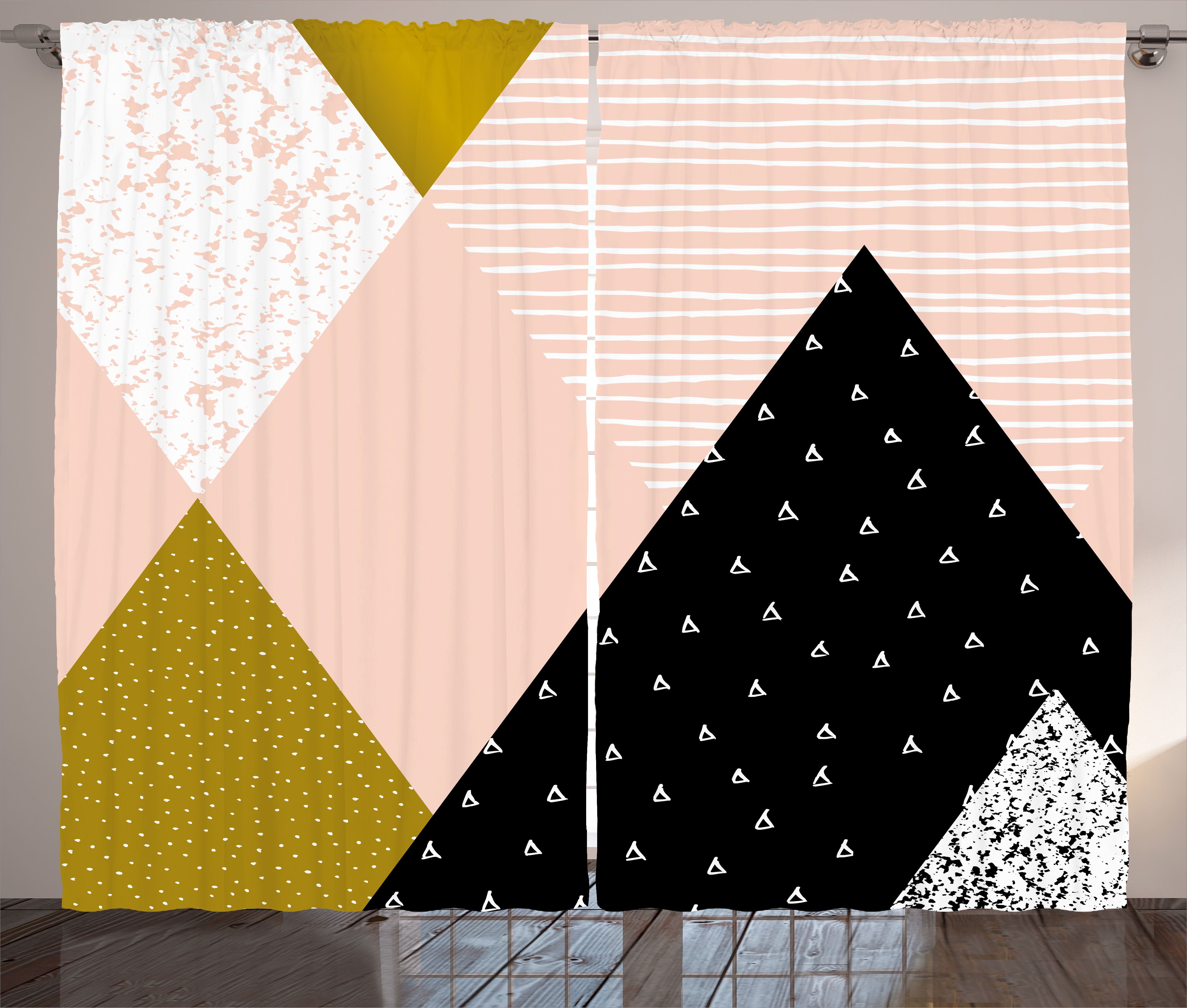 Gardine Schlafzimmer Kräuselband Vorhang mit Schlaufen und Haken, Abakuhaus, Geometrisch Abstract Texture Kunst