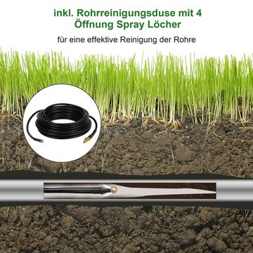 Clanmacy Hochdruckschlauch Rohrreinigungsschlauch Set 10m 15m 20m 30m 180 Bar inkl Adapter für Hochdruckreiniger geeignet für Kärcher