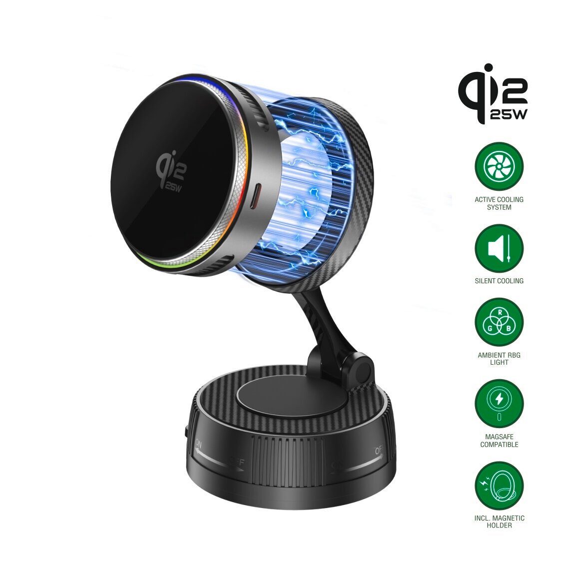 4smarts Qi2 25W MagSafe Ladegerät Wireless Charger (Set, Qi2 25 W Schnellladen)