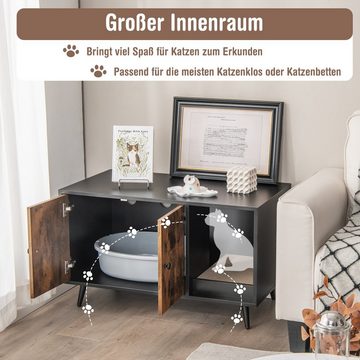 COSTWAY Tierhaus 2 in 1 Katzenschrank Beistelltisch, 90x50x54cm