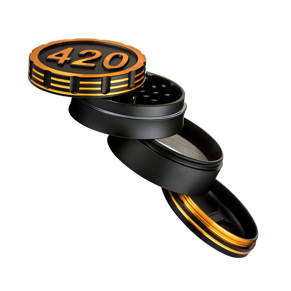 Coumo Kräutermühle Grinder Crusher Gewürzmühle, Schwarz, 420 Design, ⌀ 6 cm, Metall – Bild 5 von 5