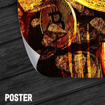 ArtMind XXL-Wandbild Bitcoin - Goldbaren, Premium Wandbilder als Poster & gerahmte Leinwand in 4 Größen, Wall Art, Bild, Canva