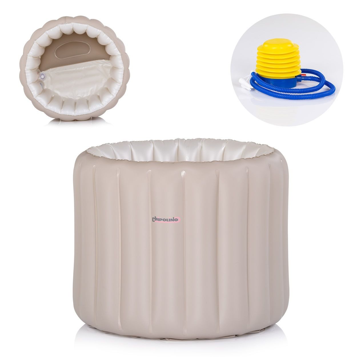 Chipolino Babybadewanne Bubble Nest, aufblasbar, Sitz, Pumpe, Badehilfe, platzsparend, ab 8 bis 36 Monate