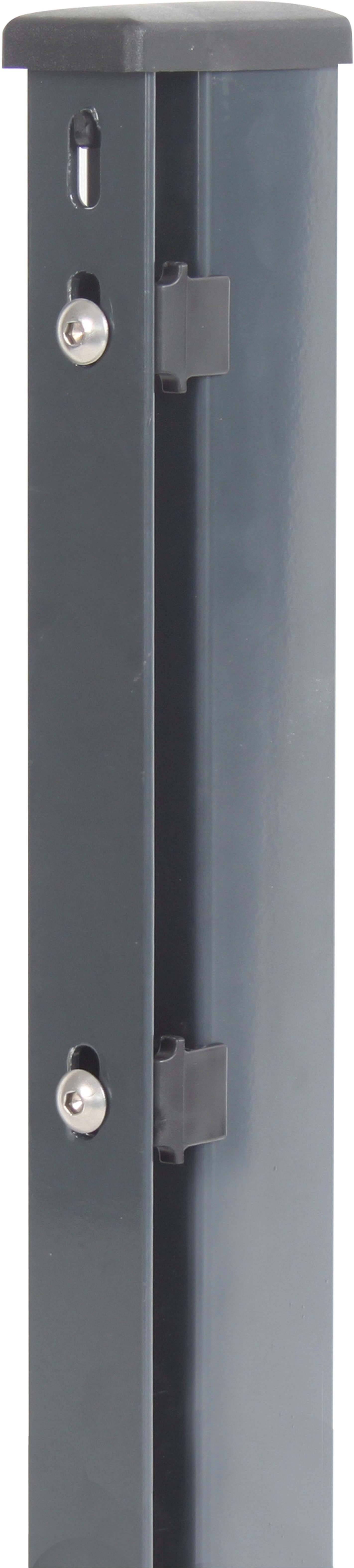 Alberts Zaunpfosten, 60x40 mm für Doppelstabmattenzaun, 240 cm, mit Flacheisen