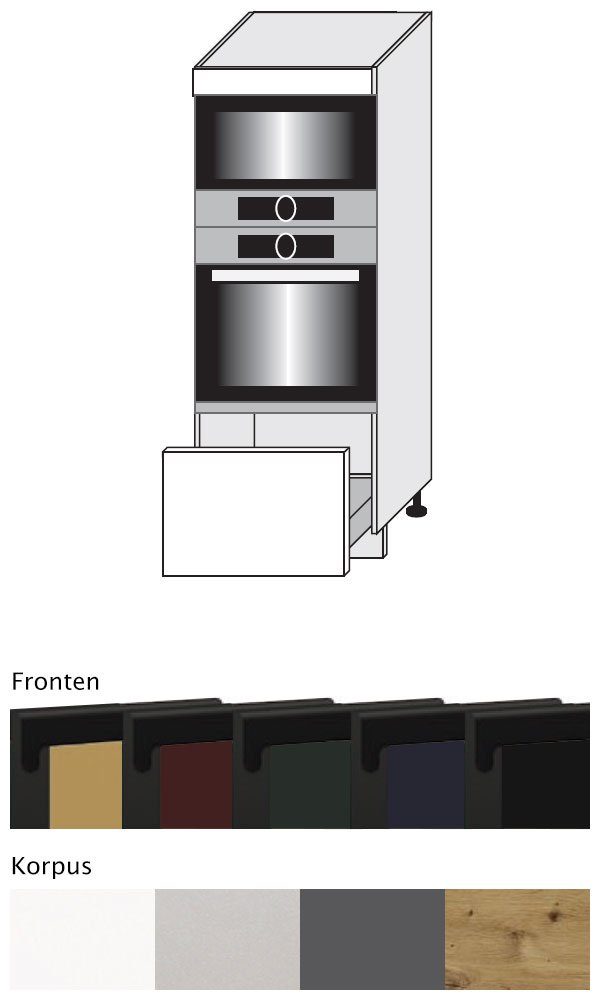 Front- matt Feldmann-Wohnen smaragdgrün Velden Schublade Backofenumbauschrank (Vollauszug) 60cm grifflos super & Korpusfarbe wählbar 1