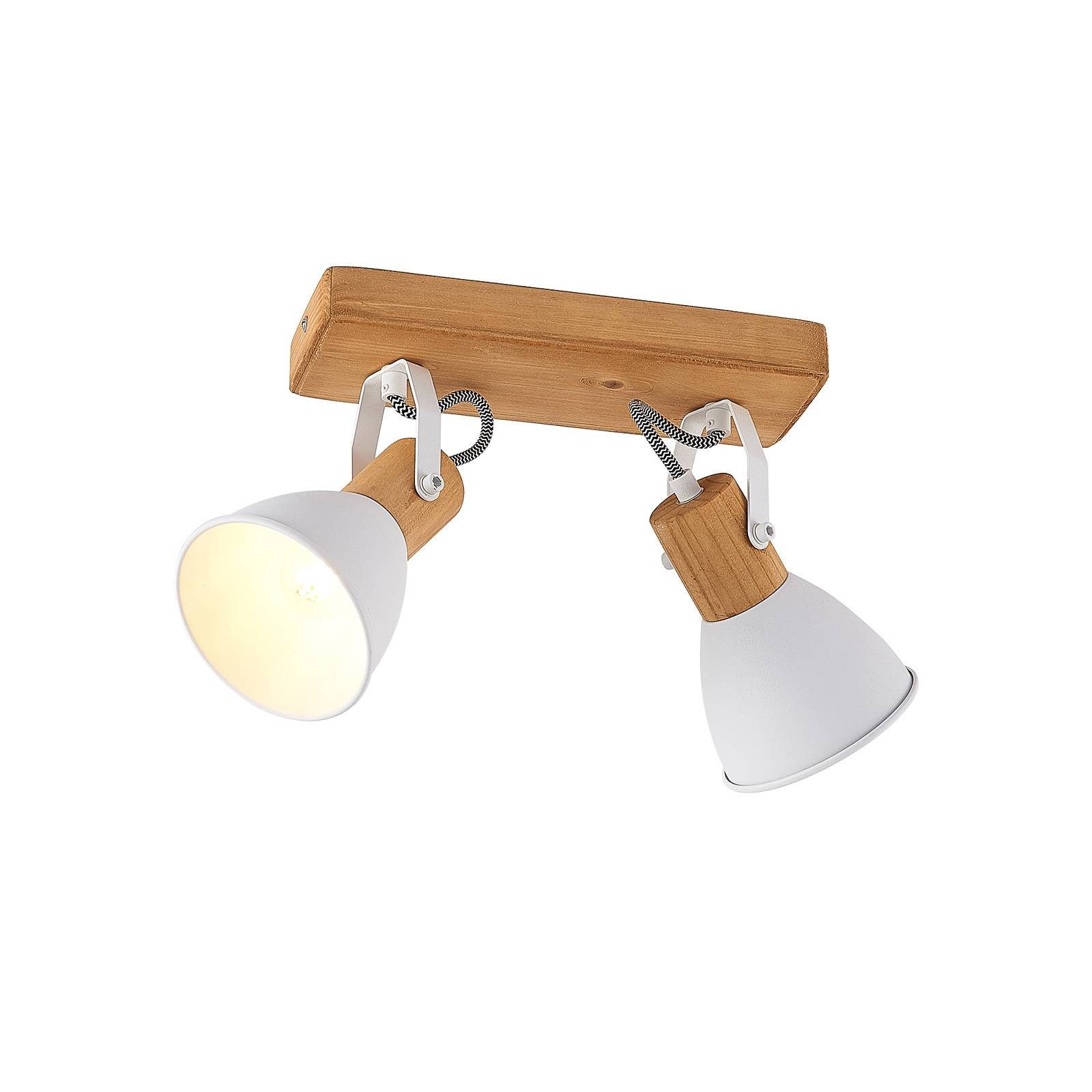 Lindby Deckenstrahler Merela, Holz IP20, 2 x 20 W