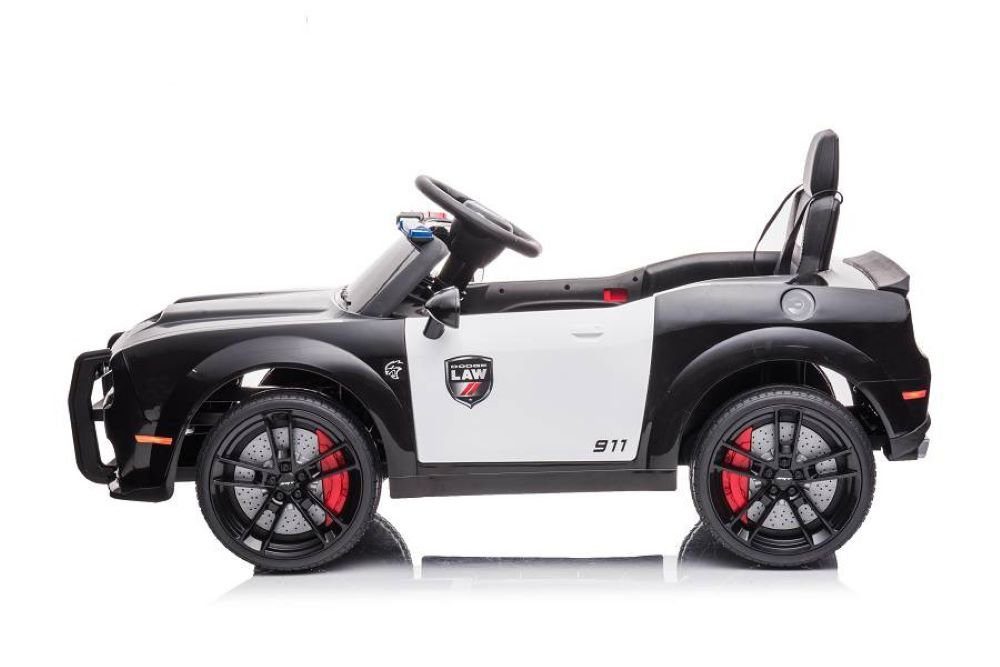 ES-Toys Elektro-Kinderauto Kinder Elektroauto Dodge Polizei, Belastbarkeit 30 kg, Sirene Fernbedienung Polizeilichter MP3