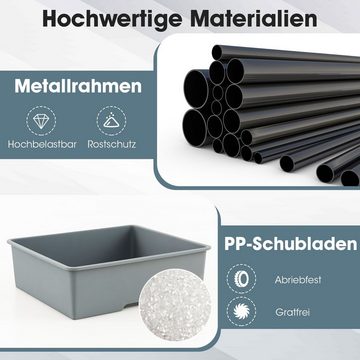 COSTWAY Kleiderständer, Ablagen, 6 Schubladen, Schuhregal, Metall, 120x148cm