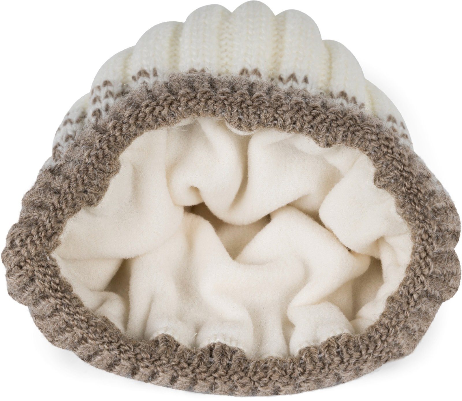 Farbverlauf Strickmütze (1-St) mit Thermo-Fleece styleBREAKER Strickmütze Braun-Creme