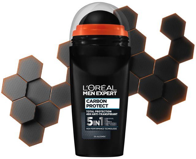 L'ORÉAL PARIS Deo 6-tlg. MEN Deo-Roller Packung, Carbon Protect, Roll-on EXPERT