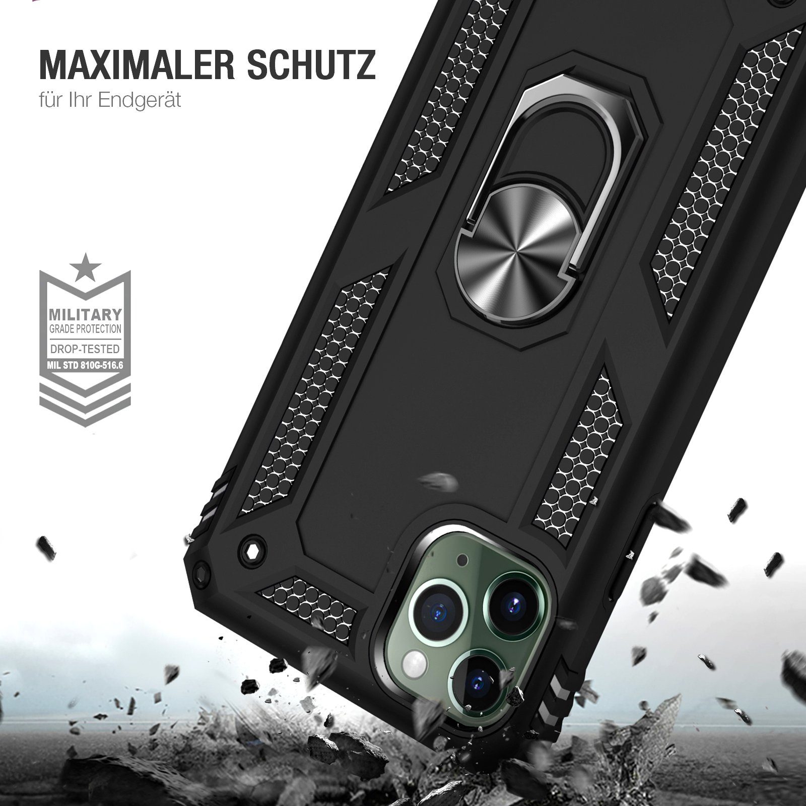 Tec-Expert Handyhülle Outdoor Cover Hülle für Apple iPhone 11 Pro Max 6.5 Zoll, 6.5, Premium Hülle aus verstärktem Polycarbonat