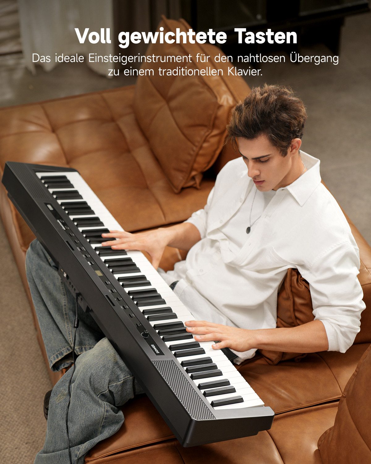 Donner Digitalpiano 88 Tasten Hammergewicht 200 Rhythmen &Dual-Klang Bluetooth MIDI DEP-16 (Set, Notenständer Pedal Netzteil Anweisungen), für Anfänger mit Haltepedal