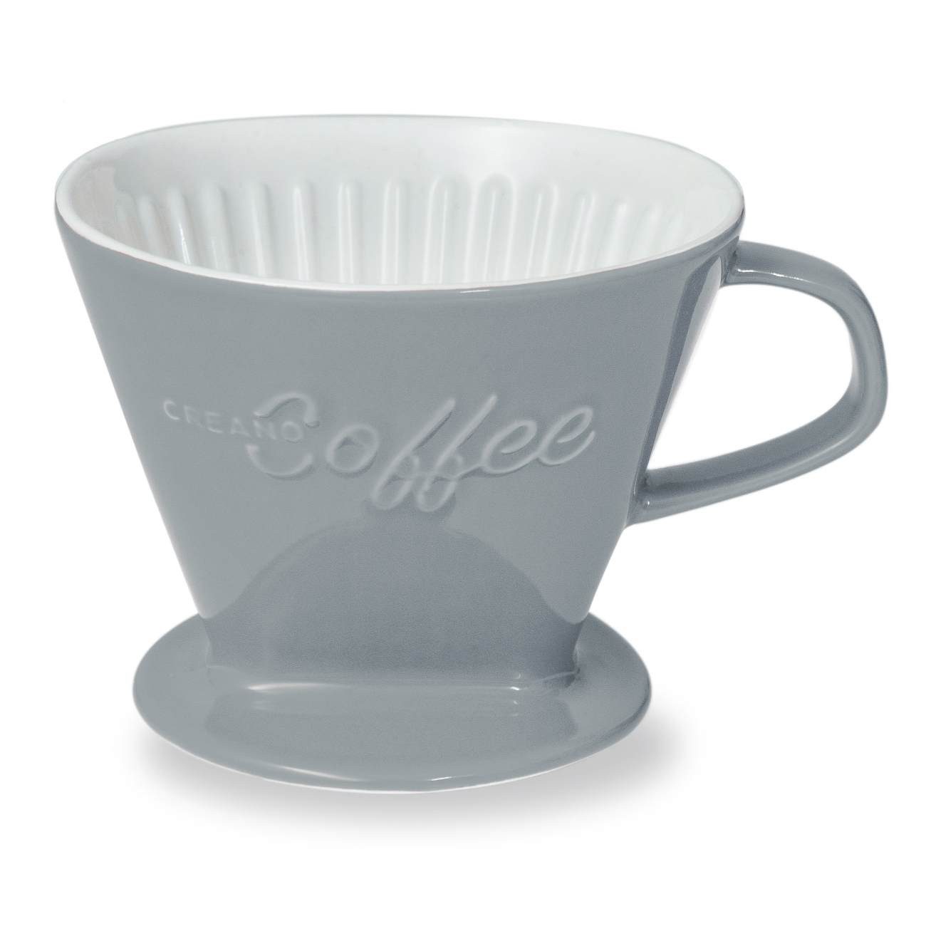 Creano Handfilter Creano Porzellan Kaffeefilter (Steingrau), Borosilikatglas, für Filtergröße 4