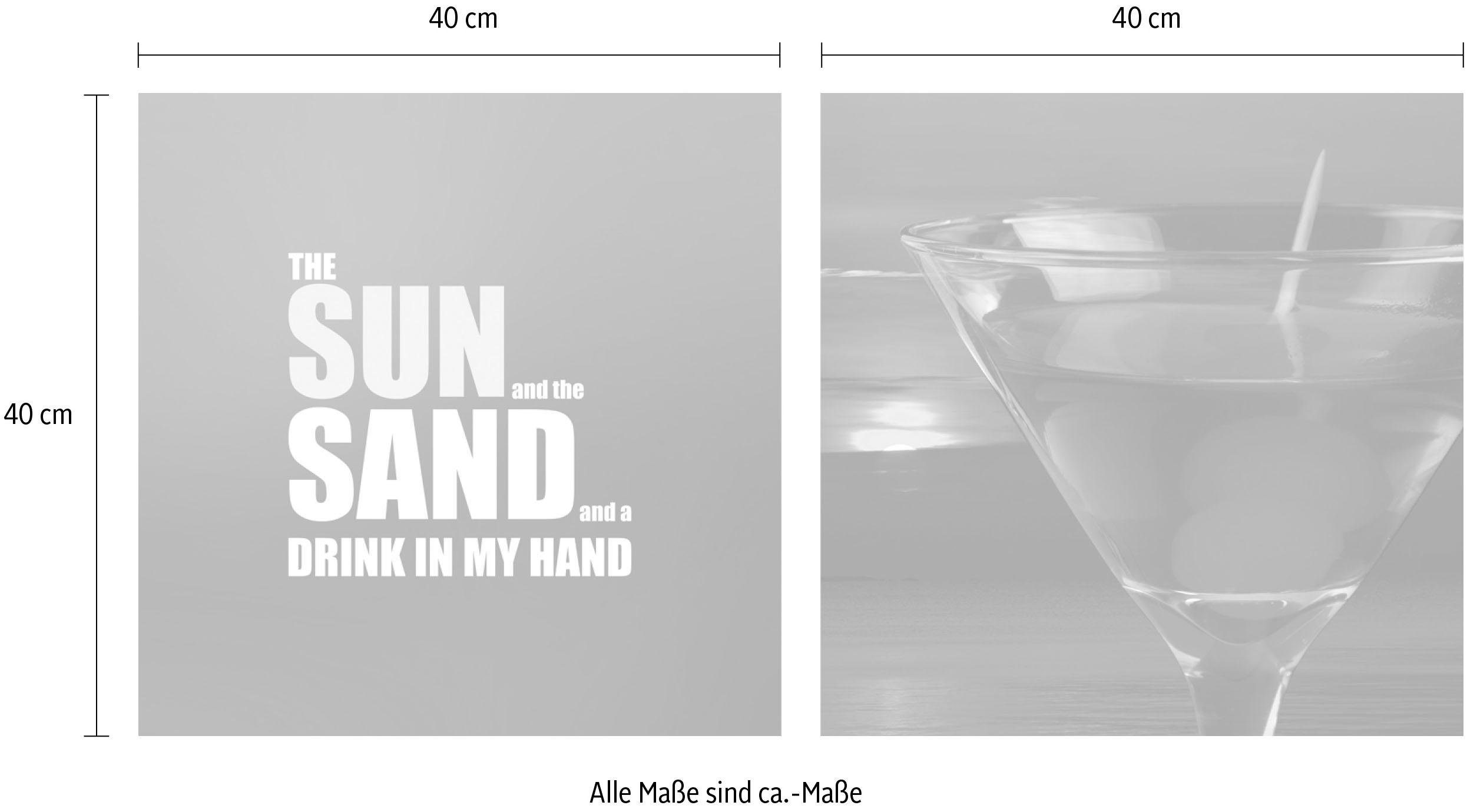 Sun, Sand queence & Drink, 2er-Set Leinwandbild (Set),