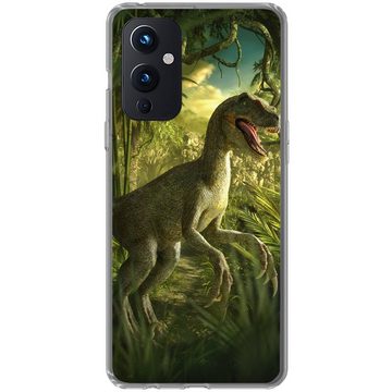 MuchoWow Handyhülle Dinosaurier - Pflanzen - Grün - Illustration - Kinder - Jungen, Phone Case, Handyhülle OnePlus 9, Silikon, Schutzhülle
