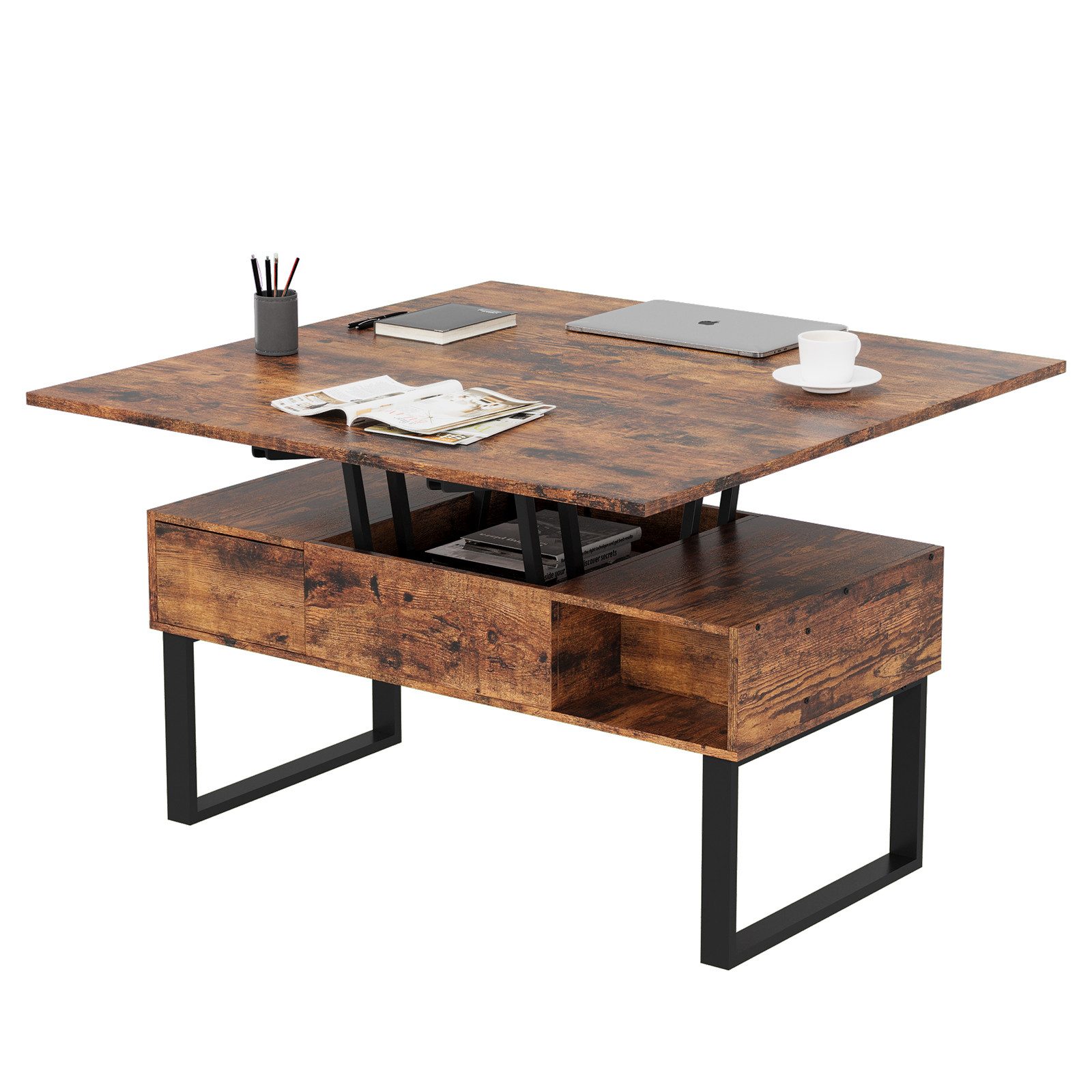 VOWNER Couchtisch 3-in-1-Multifunktions-Wohnzimmertisch, Höhenverstellbar, günstig online kaufen