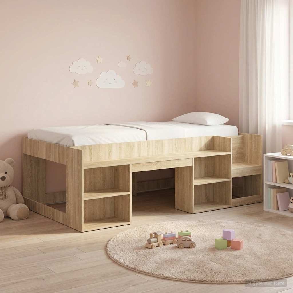 vidaXL Bettgestell vidaXL Kinderbettgestell mit Stauraum Sonoma-Eiche 98,5 x 200 cm