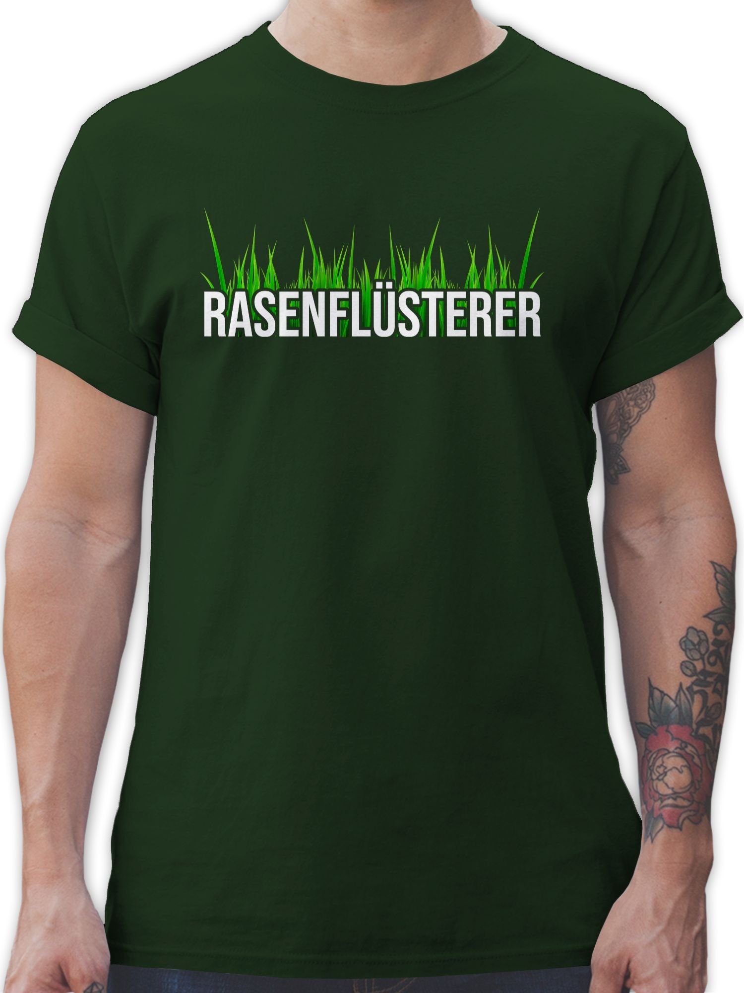 Shirtracer T-Shirt Rasenflüsterer Hausmeister Geschenk 01 Dunkelgrün