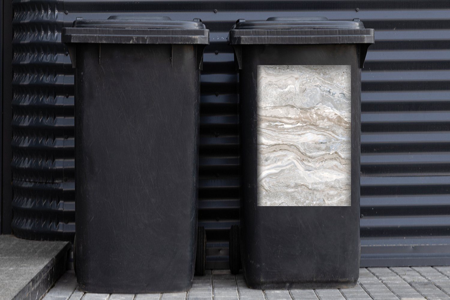 Mülltonne, Textur - MuchoWow Grau Wandsticker Container, Mülleimer-aufkleber, Sticker, Abfalbehälter - (1 Marmor St),