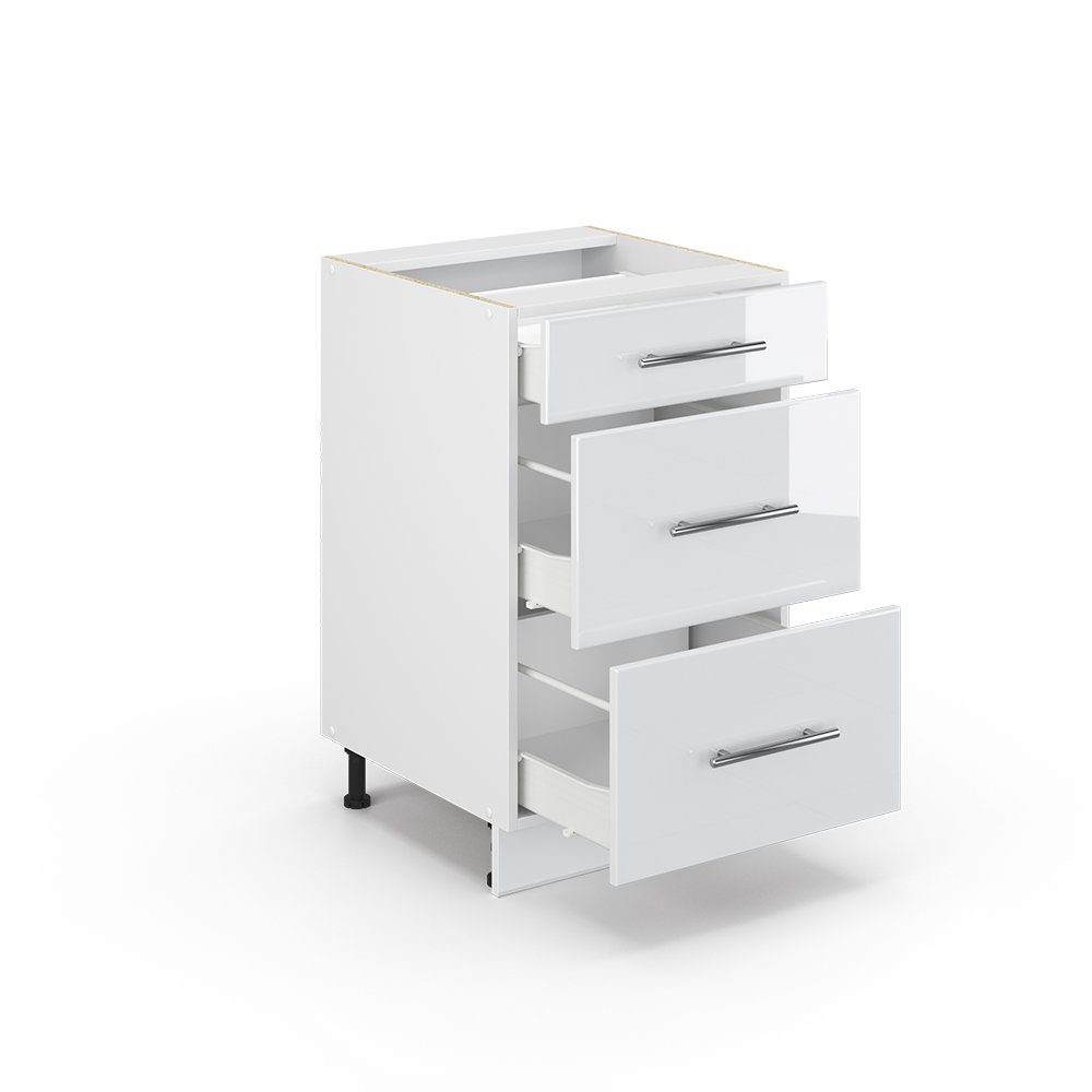 Vicco Unterschrank Fame-Line, Weiß Hochglanz/Weiß, 50 cm ohne Arbeitsplatte (1-St) – Bild 5 von 5