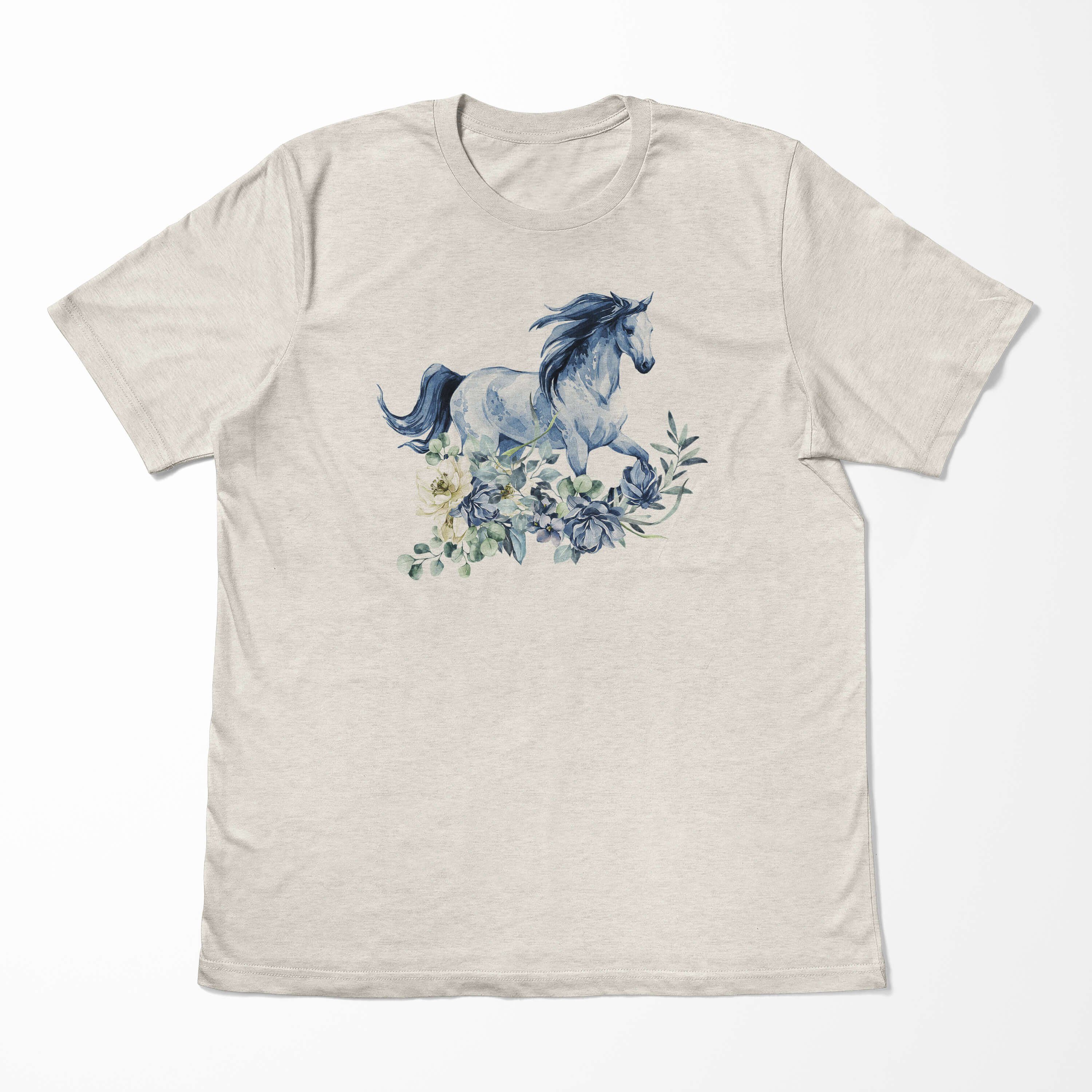 Aquarell 100% Bio-Baumwolle aus Blumen Shirt Nachhaltig T-Shirt (1-tlg) Herren Art Ökomode T-Shirt gekämmte Motiv Sinus Pferd