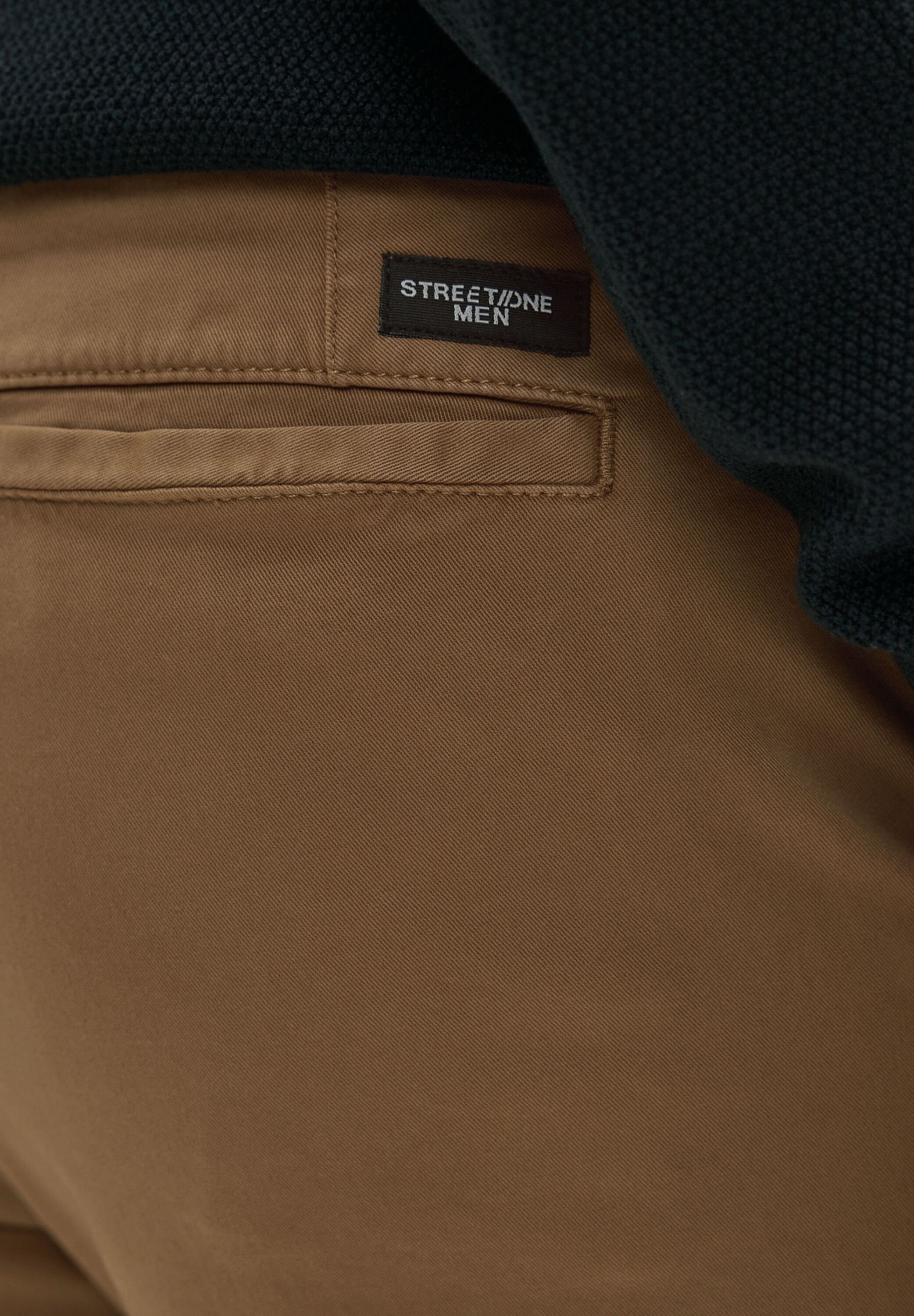 mit brown Chinohose Baumwolle Stretchanteil ONE aus urban STREET MEN