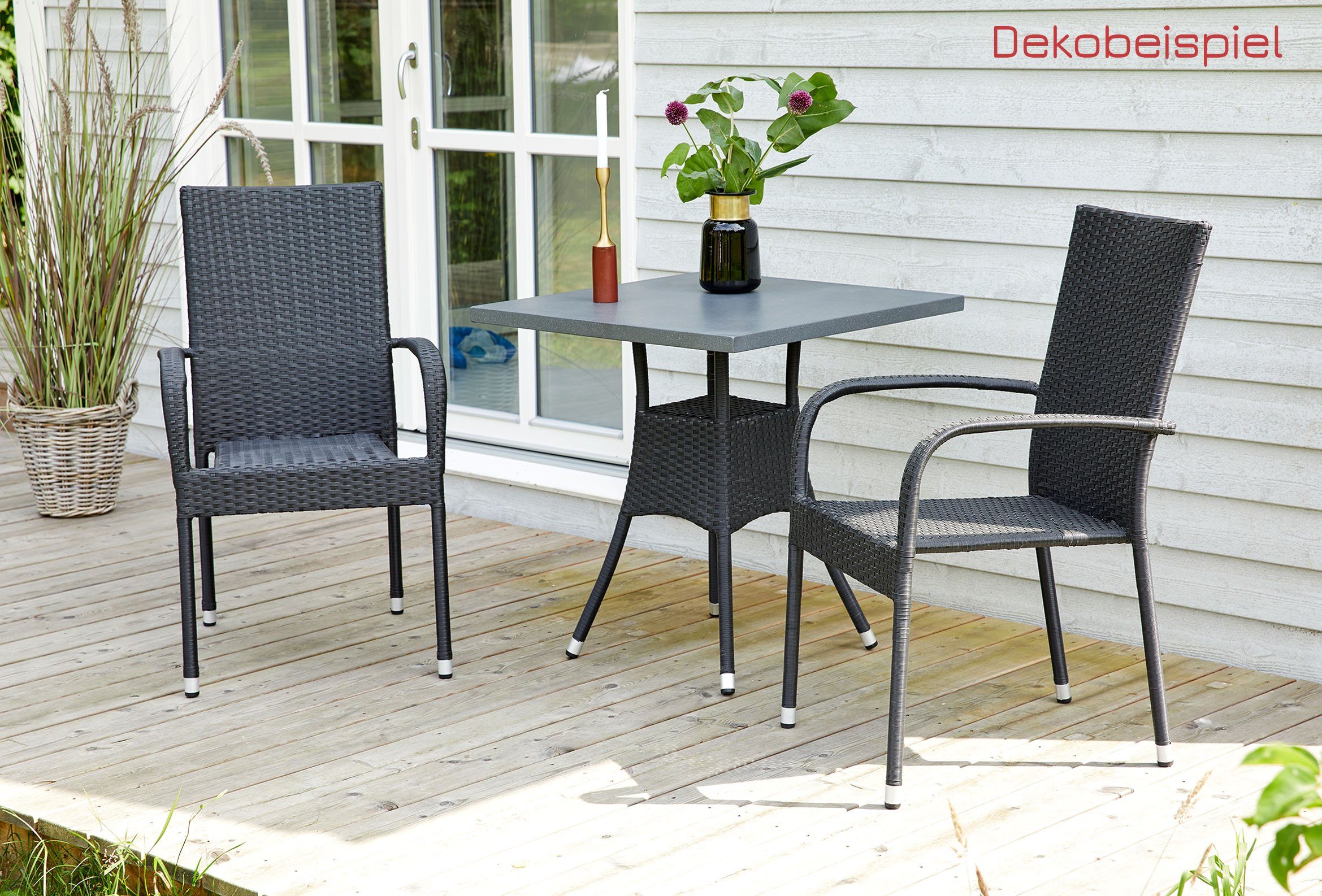 LC Garden Stapelstuhl »Lübeck« Gartenstuhl Polyrattan Stapelstuhl Gartenses günstig online kaufen