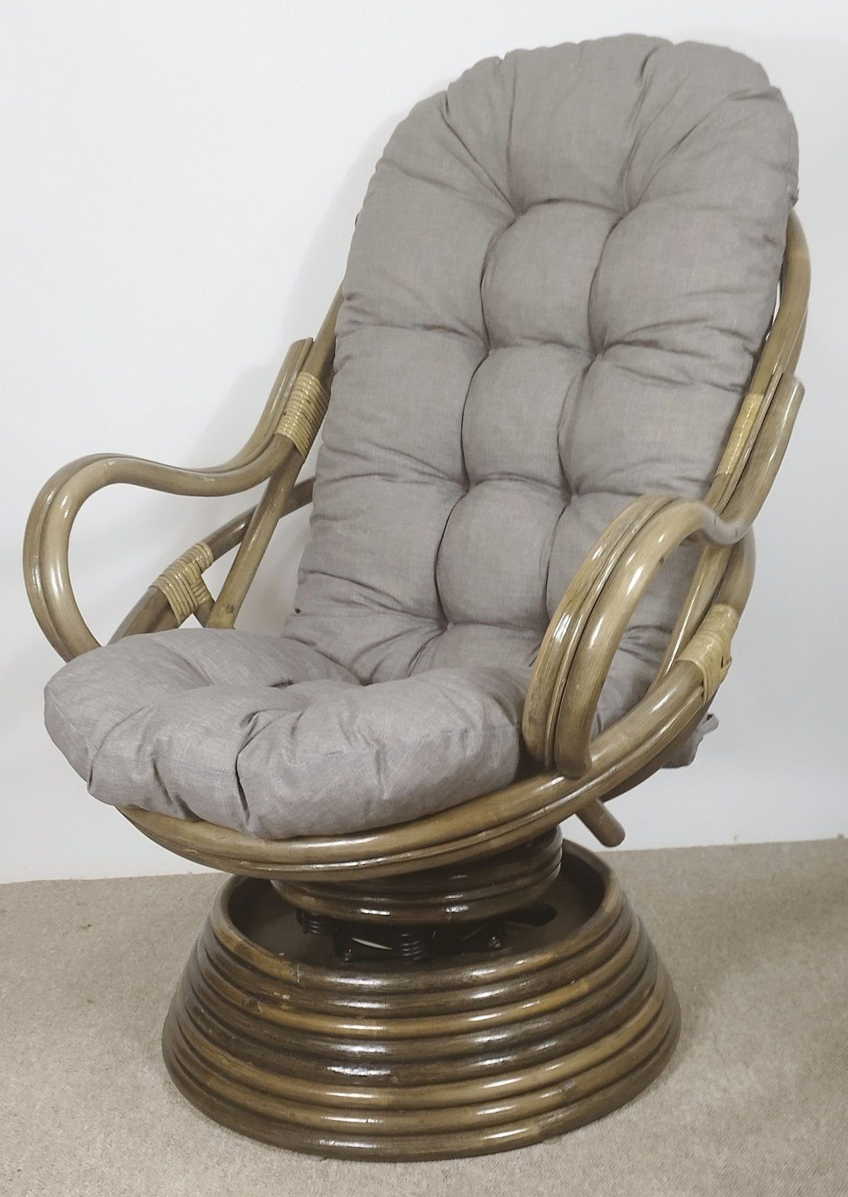 Rattani Rattanstuhl Rattan Drehsessel, Drehwippsessel Linda Fb. darkbrown