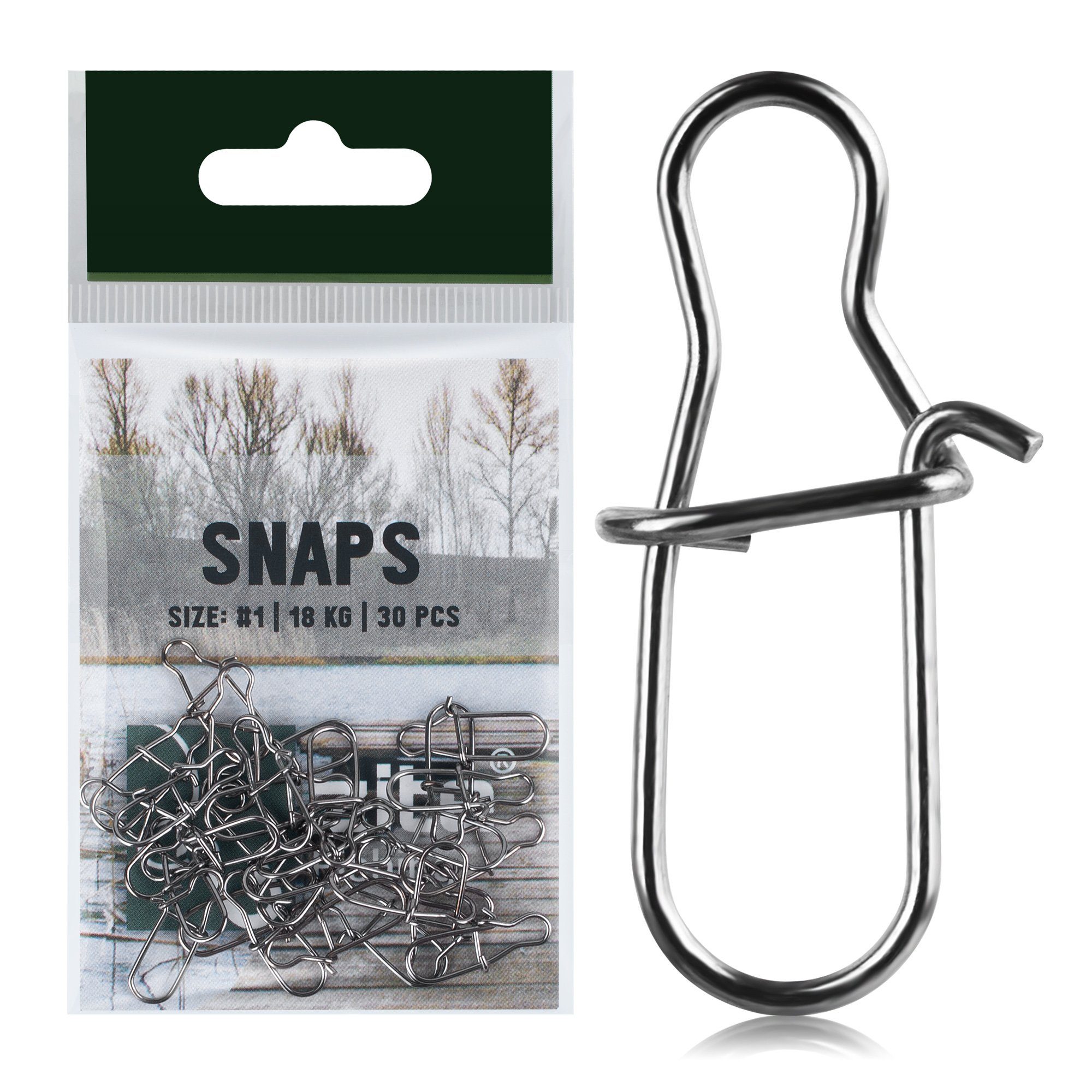 Angelwirbel Karabiner Snaps Set 30 Stück Angelwirbel Gr. # 18kg Zander & Hecht