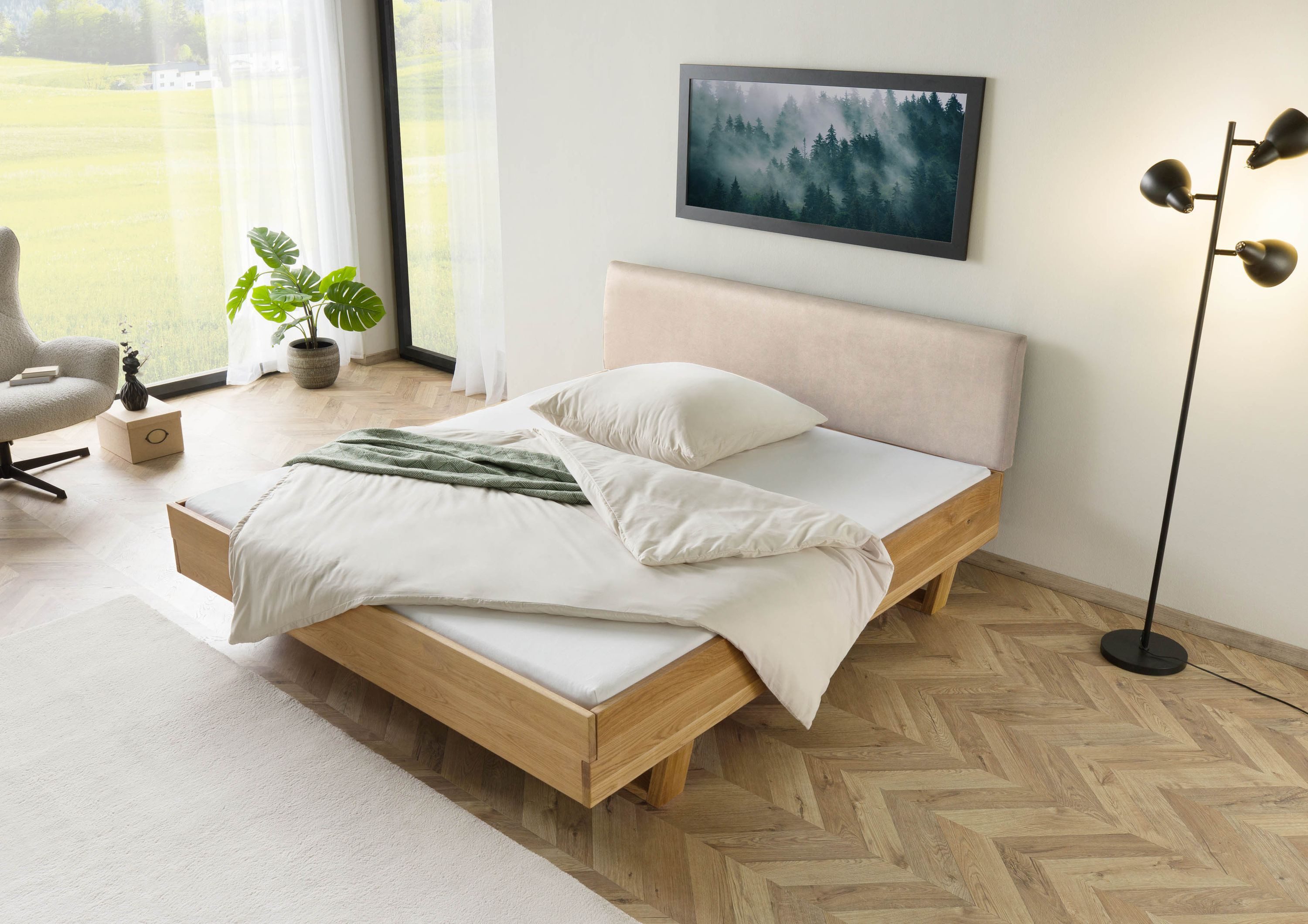 Massivmoebel24 Massivholzbett (Fichte 140x200x85 natur gebeizt/geölt, Kopft günstig online kaufen