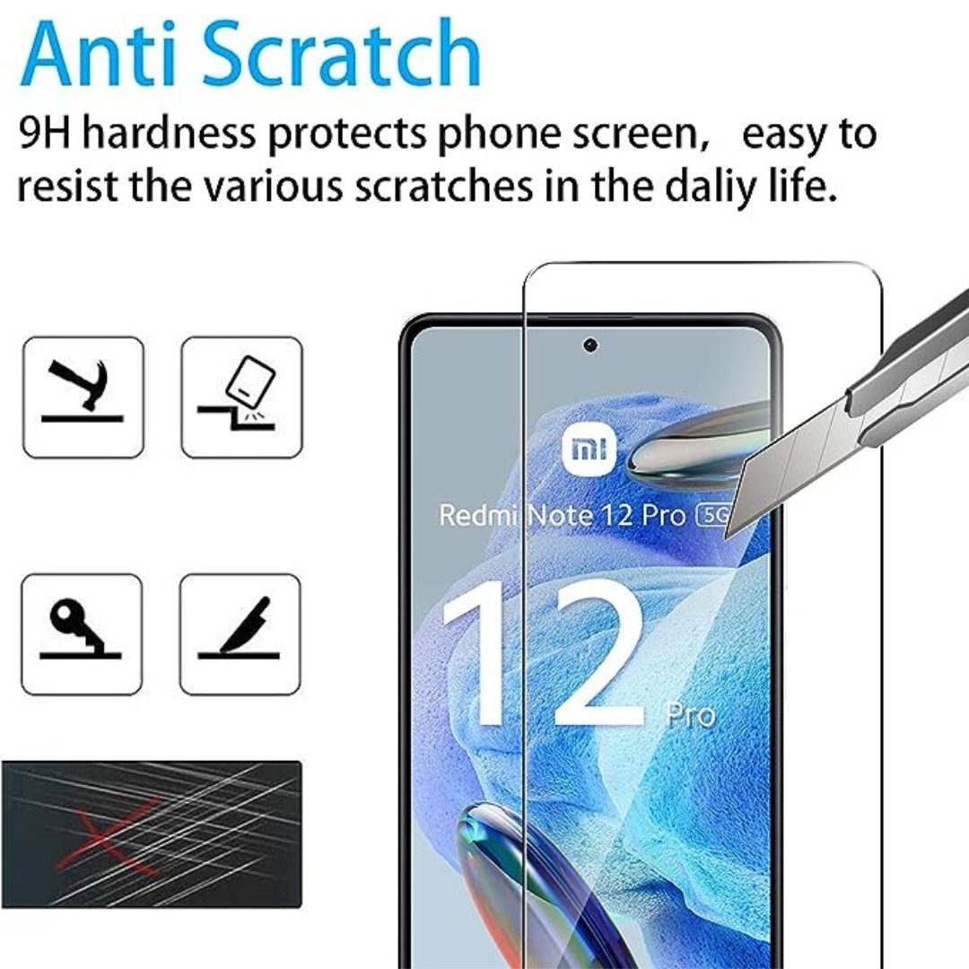 SmartUP Displayschutzglas 2X Schutzglas für Xiaomi Redmi Note 12 Pro 5G Panzerfolie Kamera 9H – Bild 5 von 5