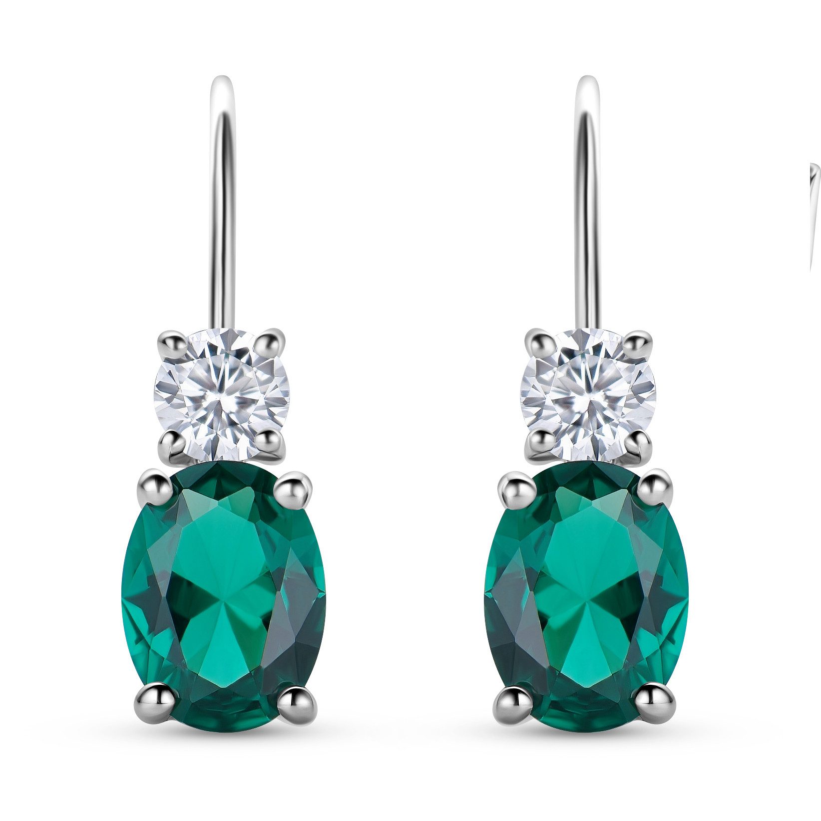 Miore Paar Ohrhänger SAS006E - 925 Sterling Silber mit Smaragden 2 Kt & Zirkonia 0.9 Kt, Ohrringe für Damen in Echtsilber