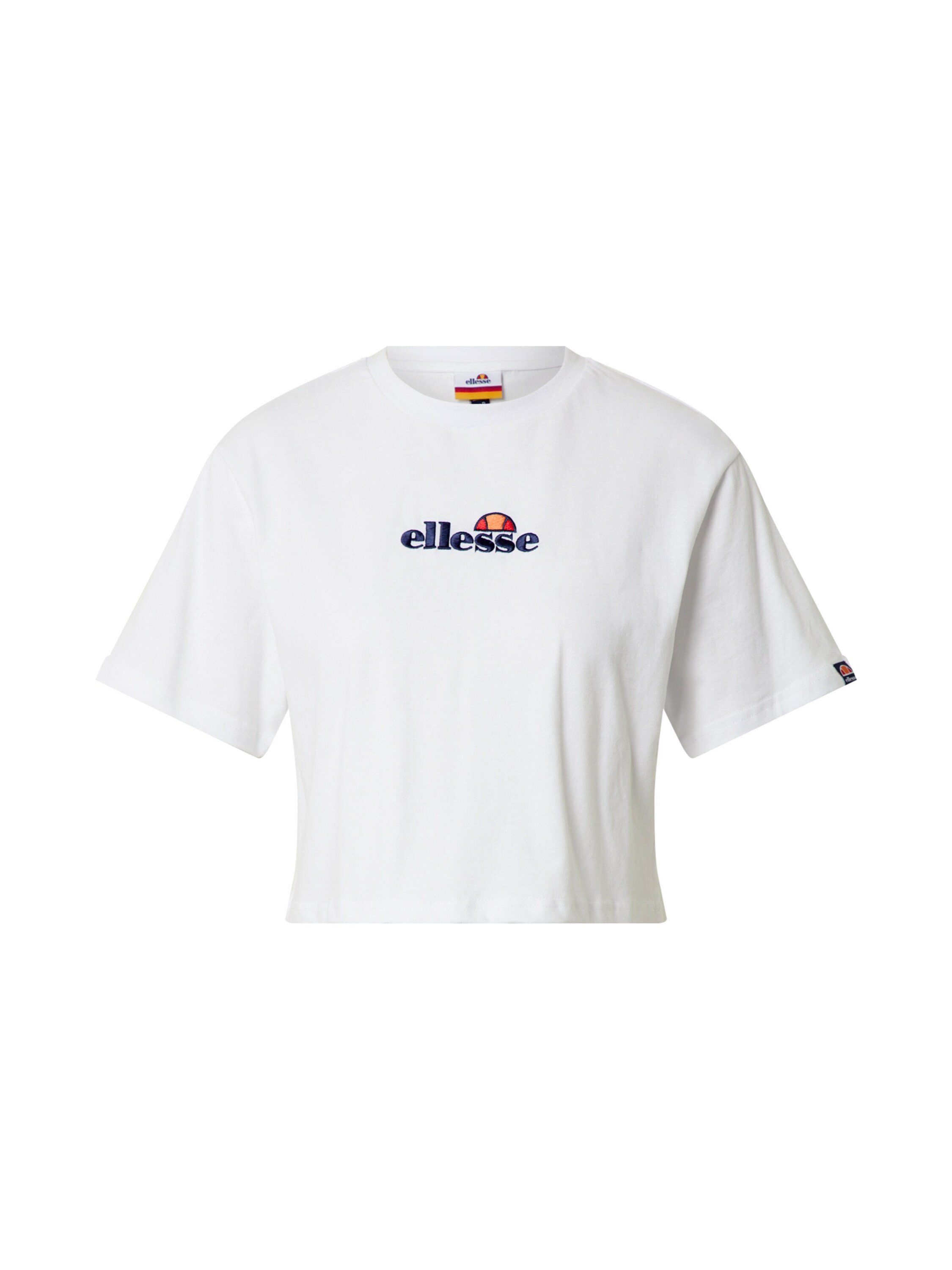 Ellesse T-Shirt Fireball (1-tlg) Stickerei, Weiteres Detail, Plain/ohne Details Weiß