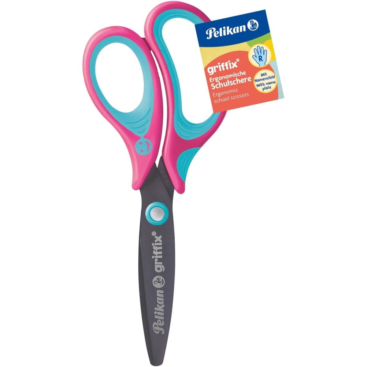 Pelikan Ergonomische Schulschere "griffix" pink, rund, für Rechtshänder*innen, 14 cm – Bild 2 von 2