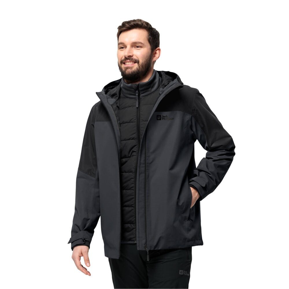 Jack Wolfskin Winterjacke Glaabach 3in1 (wasserdicht, winddicht, mit Fleece-Innenjacke) schwarz