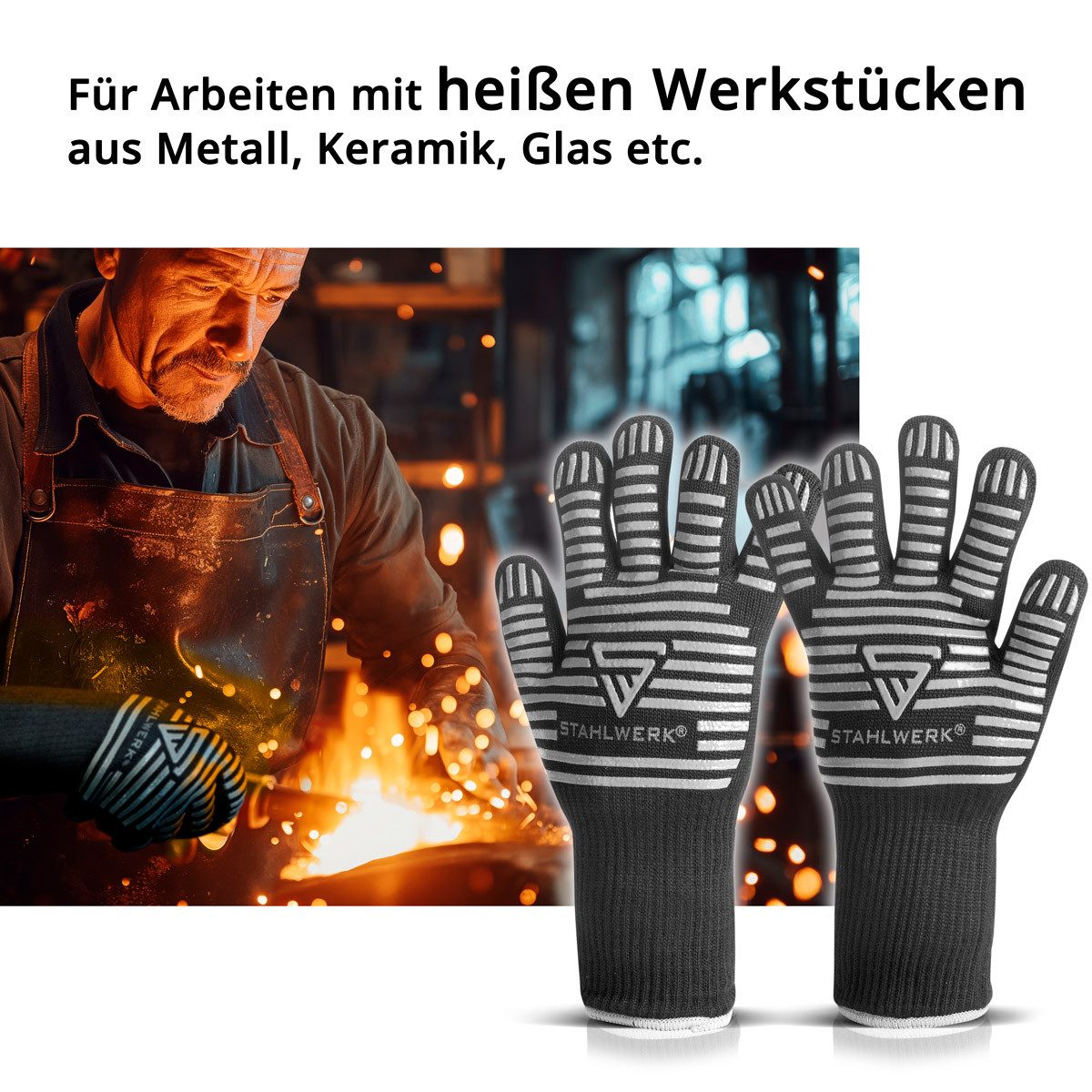 STAHLWERK Arbeitshandschuhe Hitzebeständige Handschuhe bis 800°C EN 407:200 günstig online kaufen