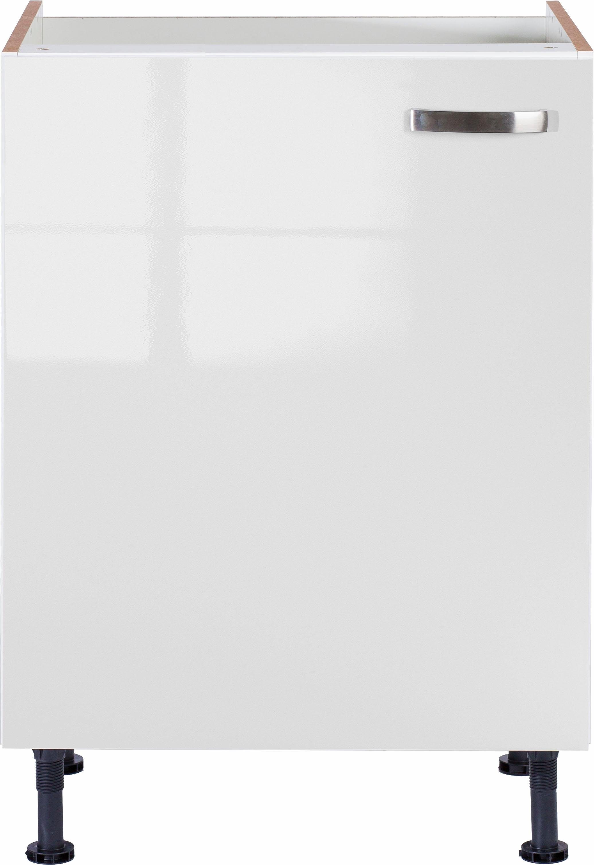 Breite 60 Glanz/weiß Cara Spülenschrank weiß OPTIFIT | cm weiß