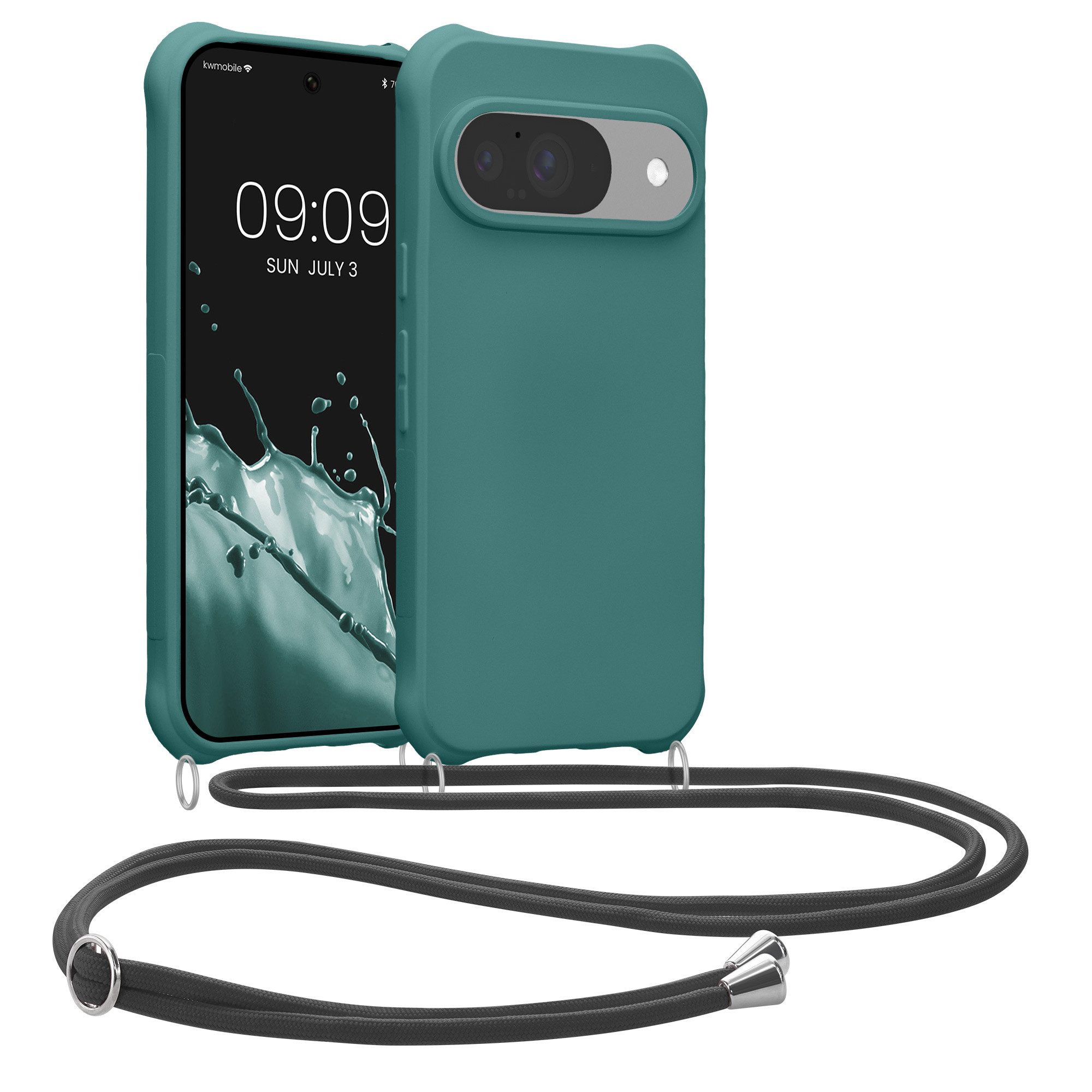 kwmobile Handyhülle Hülle für Google Pixel 10 / Pixel 10 Pro, mit Metall Kette zum Umhängen - Silikon Handy Cover Case Schutzhülle
