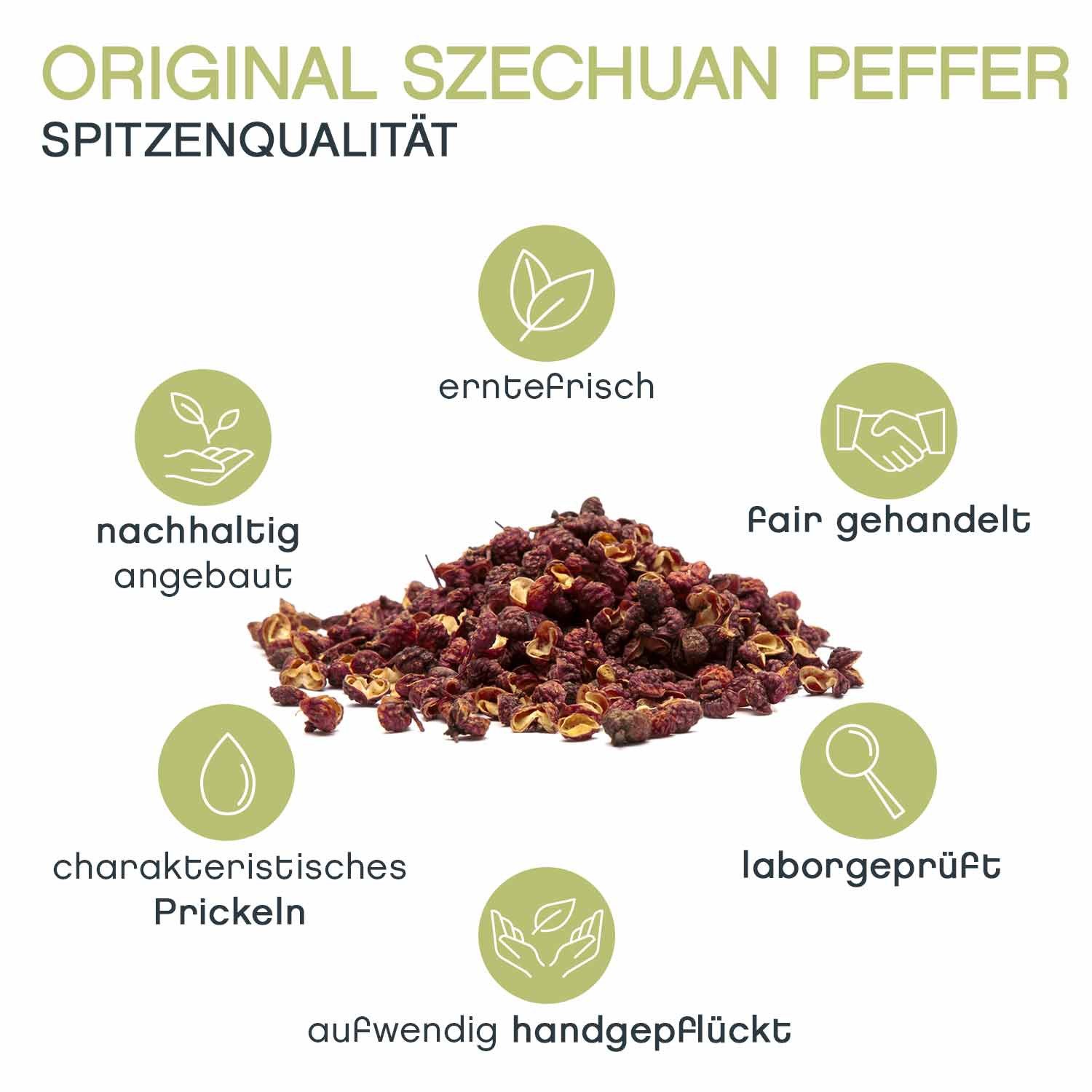 Pfefferdieb Gewürz Original Roter Szechuan Pfeffer, ganz, 100g, Charakteristische Schärfe mit prickelnd-betäubenden Effekt.