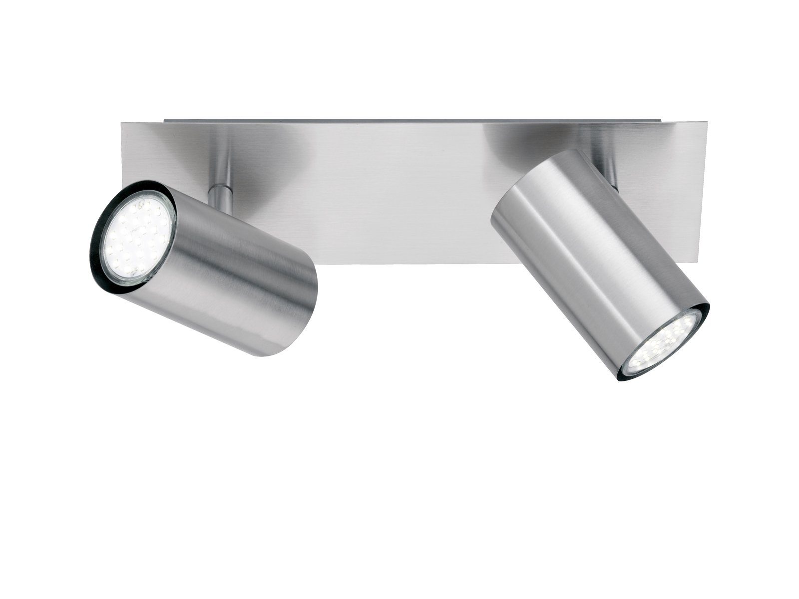 TRIO Leuchten LED Deckenstrahler, Dimmfunktion, LED wechselbar, Warmweiß, Decken-lampe innen Treppenhaus Lichtspots 2 flammig Silber Breite 30cm